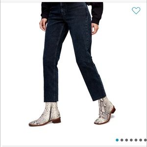 Top shop raw hem straight leg black jeans